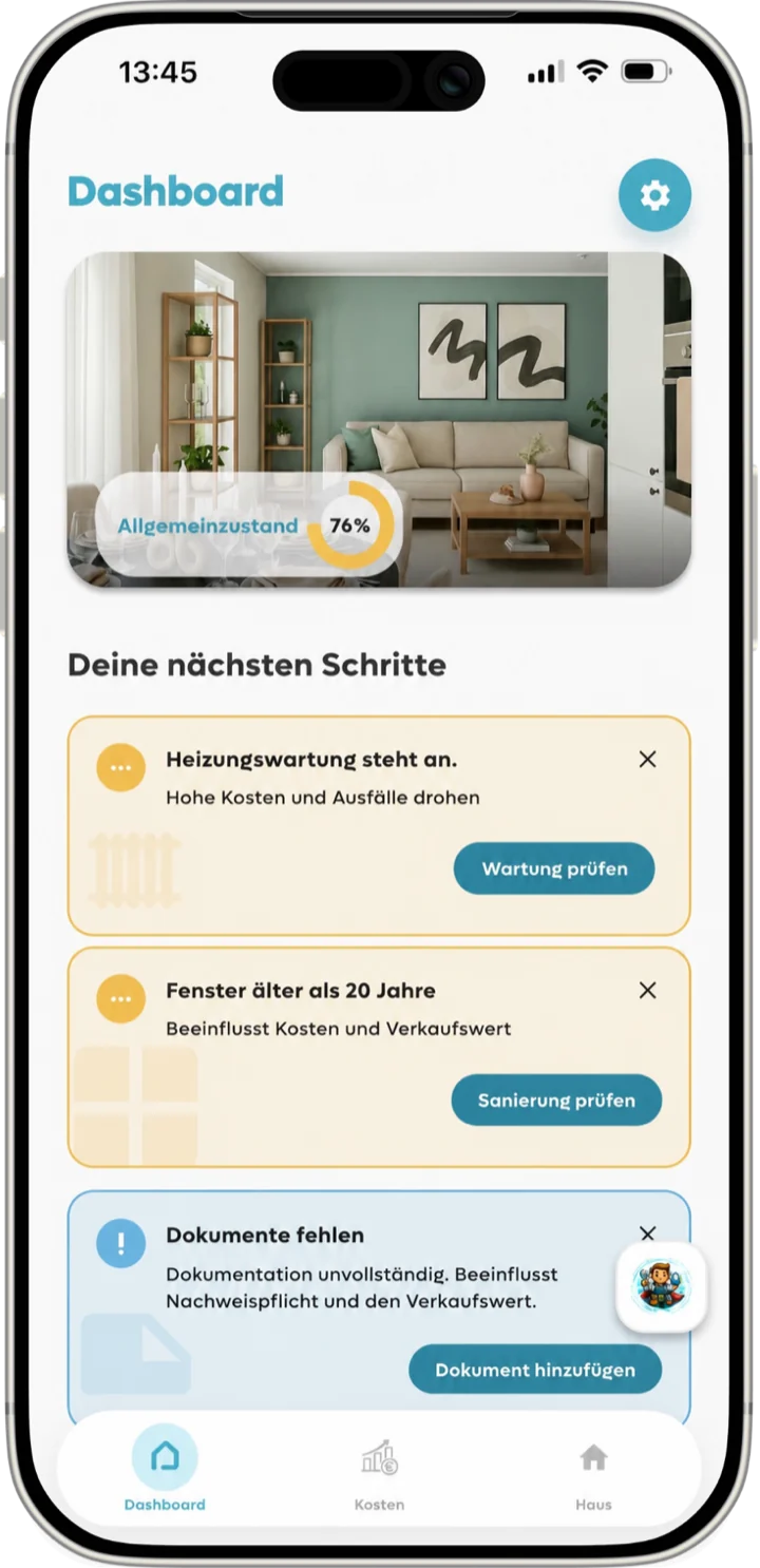 eigenheimverwalter App Version 3.0 Dashboard